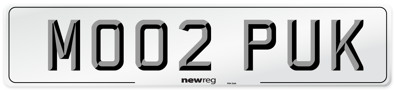 MO02 PUK Number Plate from New Reg